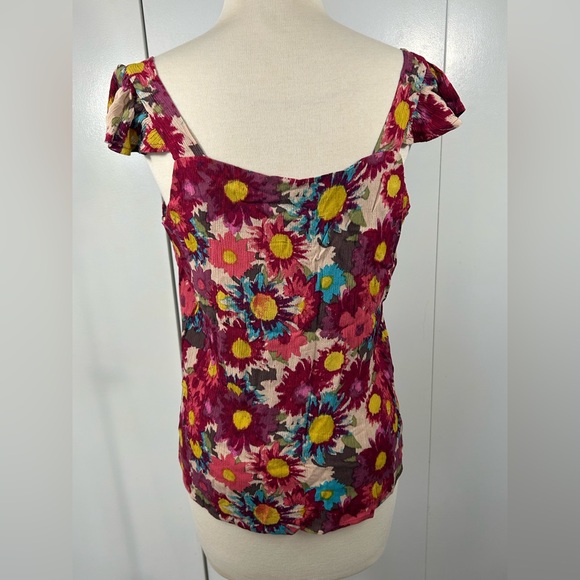 Floral Print Women's Top - Multicolor Flowers Button-down NWT Small Light weight - Picture 2 of 11